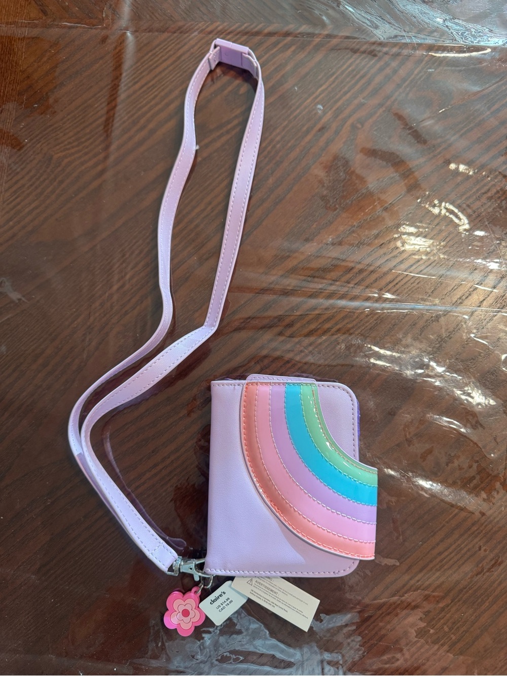 Claire's Lilac Rainbow Card Holder Crossbody